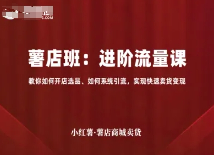 小红薯薯店商城卖货，进阶流量课，教你如何开店选品、如何系统引流，实现快速卖货变现-资源宝库