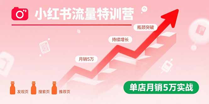 小红书流量特训营:突破流量瓶颈,实现店铺持续增长,单店月销5万实战-资源宝库