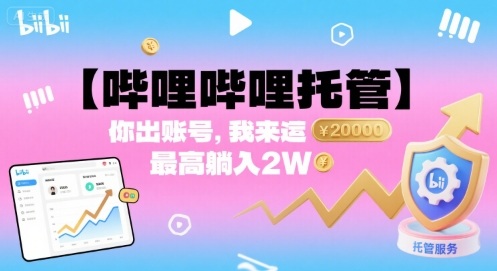 【哔哩哔哩托管】你出账号，我来运营，最高躺入2W【揭秘】-资源宝库