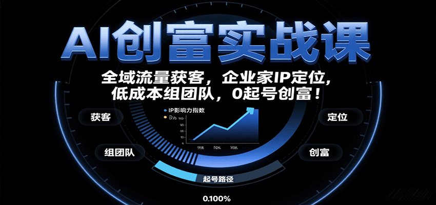 AI创富实战课:企业家IP定位,全域流量获客,低成本组团队,0起号创富!-资源宝库