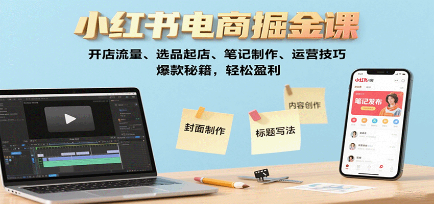 小红书电商掘金课：开店流量、选品起店、笔记制作、运营技巧，爆款秘籍，轻松盈利-资源宝库