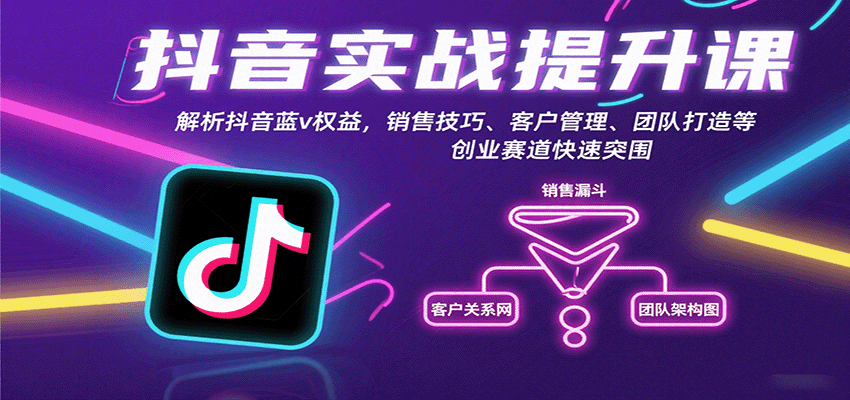 抖音实战提升课：解析抖音蓝v权益，销售技巧、客户管理、团队打造等创业赛道快速突围-资源宝库