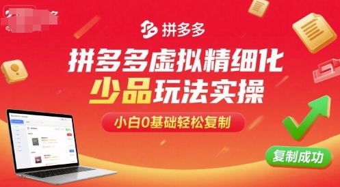 拼多多虚拟精细化少品玩法实操,小白0基础轻松复制-资源宝库