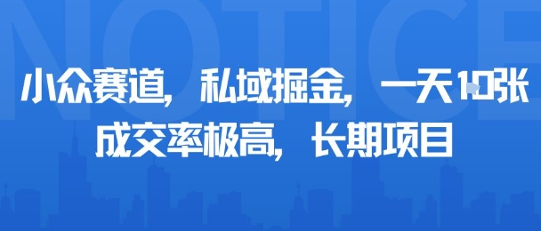 小众赛道，私域掘金，一天多张，成交率极高，长期项目-资源宝库