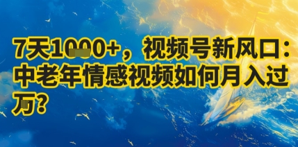 7天收益1k+，视频号新风口：中老年情感视频如何月入过W?-资源宝库