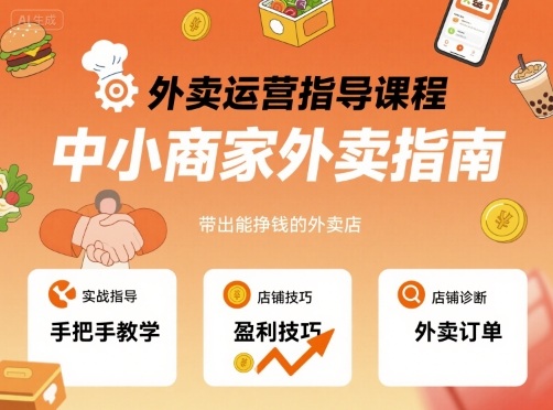 外卖运营指导课程，中小商家外卖指南，手把手带出能挣钱的外卖店-资源宝库