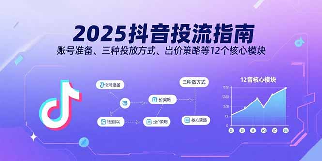 2025抖音投流指南，账号准备、三种投放方式、出价策略等12个核心模块-资源宝库