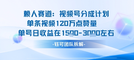 视频号分成计划新赛道玩法，单条收益突破了120W，综合收益在3k上下-资源宝库