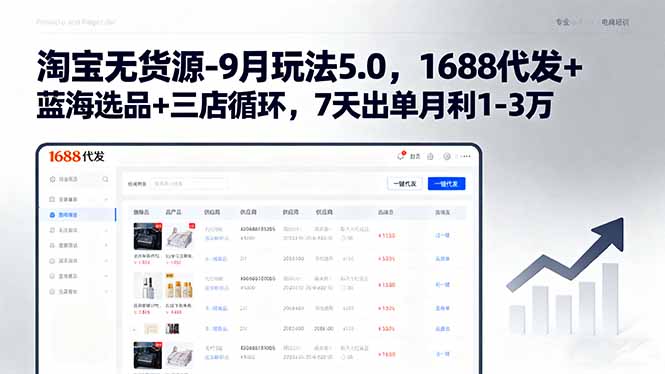 淘宝无货源-9月玩法5.0，1688代发+蓝海选品+三店循环，7天出单月利1-3万-资源宝库