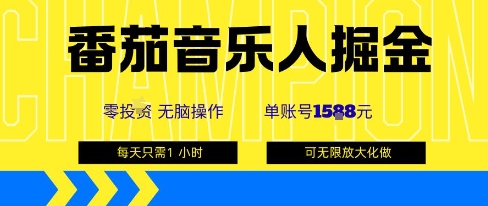 番茄音乐人掘金，单账号最高可撸1k+，可无限矩阵去做，零投入-资源宝库