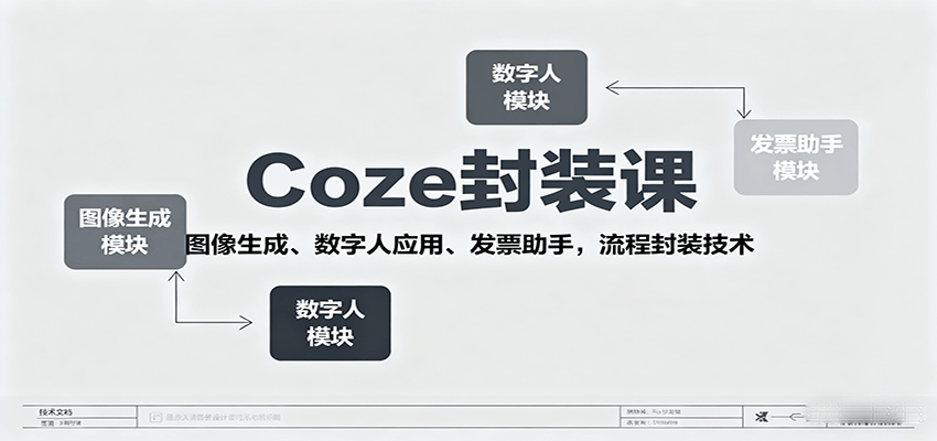 Coze封装课,图像生成、数字人应用、发票助手,流程封装技术-资源宝库
