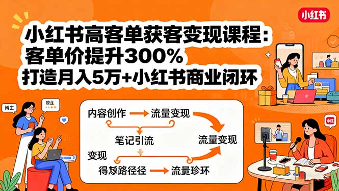 小红书高客单获客变现课程：客单价提升300%，打造月入10万+小红书商业闭环-资源宝库