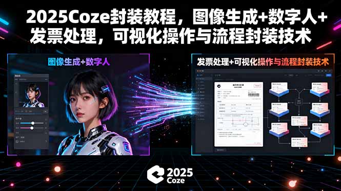 2025Coze封装教程，图像生成+数字人+发票处理，可视化操作与流程封装技术-资源宝库