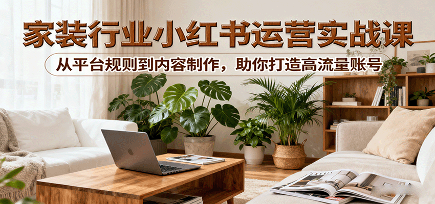小红书家装行业运营实战课:从平台规则到内容制作,助你打造高流量账号-资源宝库