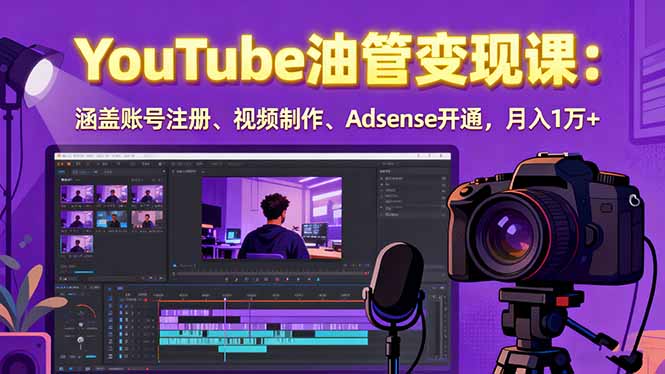 2025YouTube油管变现课:涵盖账号注册、视频制作、Adsense开通,月入1万+-资源宝库