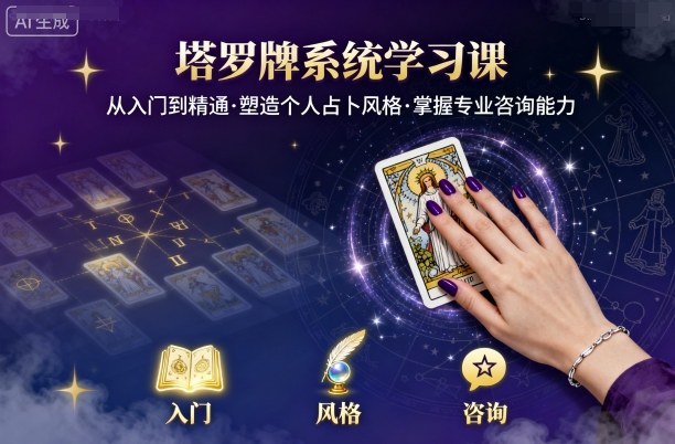 塔罗牌系统学习课，助你从入门到精通，塑造个人占卜风格，掌握专业咨询能力-资源宝库