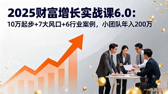 2025财富增长实战课6.0：10万起步+7大风口+6行业案例，小团队年入200万-资源宝库