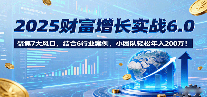 2025财富增长实战6.0，聚焦7大风口，结合6行业案例，小团队轻松年入200万！-资源宝库