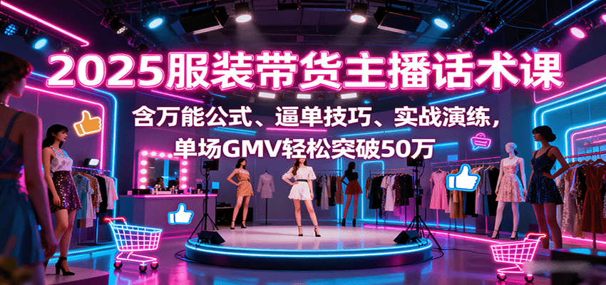 2025服装带货主播话术课，含万能公式、逼单技巧、实战演练，单场GMV轻松突破50万-资源宝库