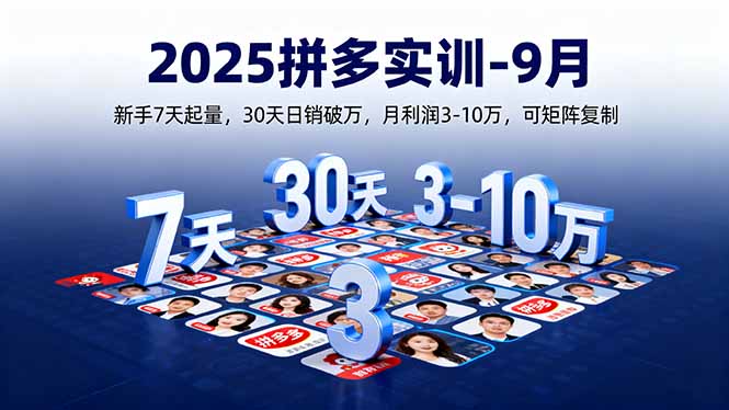 2025拼多多实训-9月:新手7天起量,30天日销破万,月利润3-10万,可矩阵复制-资源宝库
