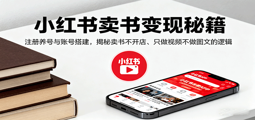 小红书卖书变现秘籍,注册养号与账号搭建,揭秘卖书不开店、只做视频不做图文的逻辑-资源宝库