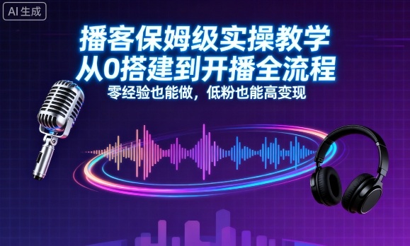 播客保姆级实操教学，从0搭建到开播全流程，零经验也能做，低粉也能高变现-资源宝库