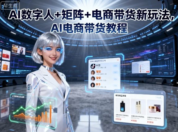 AI数字人+矩阵+电商带货新玩法，AI电商带货教程-资源宝库