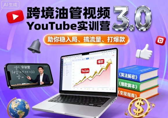 跨境油管视频YouTube实训营3.0，助你稳入局、搞流量、打爆款-资源宝库