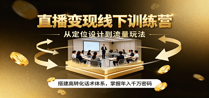直播变现线下训练营,从定位设计到流量玩法,搭建高转化话术体系,掌握年入千万密码-资源宝库