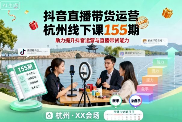 抖音直播带货运营杭州线下课155期，助力提升抖音运营与直播带货能力-资源宝库