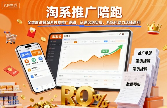 淘系推广陪跑，全维度讲解淘系付费推广逻辑，从理论到实操，系统化助力店铺盈利-资源宝库