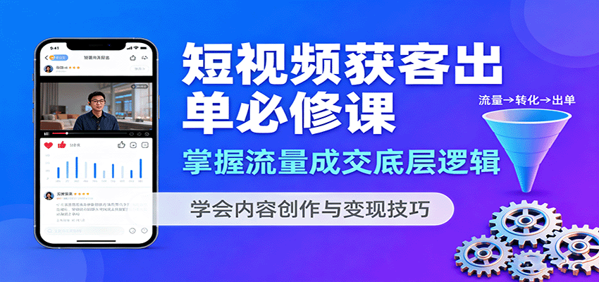 短视频获客出单必修课:掌握流量成交底层逻辑,学会内容创作与变现技巧-资源宝库
