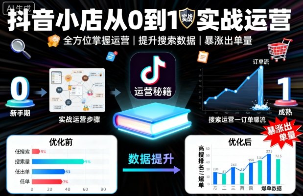 抖音小店从0到1实战运营,帮你全方位掌握小店运营,提升搜索数据与出单量-资源宝库