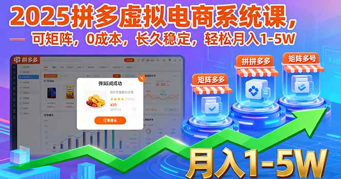 2025拼多多虚拟电商系统课,可矩阵,0成本,长久稳定,轻松月入1-5W-资源宝库