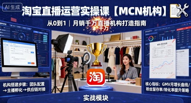 淘宝直播运营实操课【MCN机构】，从0到1做一家月销千W的直播机构-资源宝库