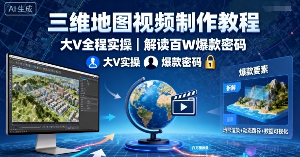 三维地图视频制作教程，大V全程实操，解读百W爆款密码-资源宝库