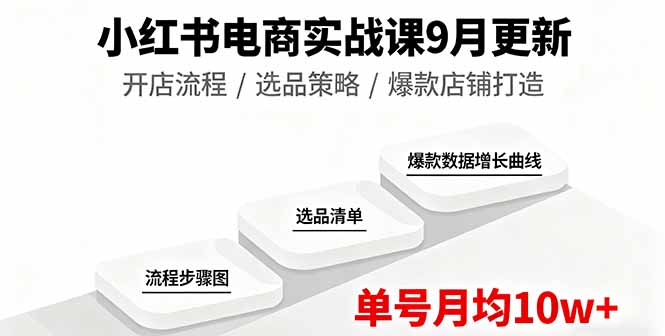 小红书电商实战课9月更新,开店流程/选品策略/爆款店铺打造,单号月均10w+-资源宝库