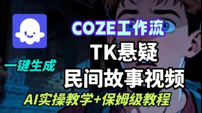 Coze扣子工作流一键生成TK悬疑民间故事视频，AI实操教学+保姆级教程-资源宝库