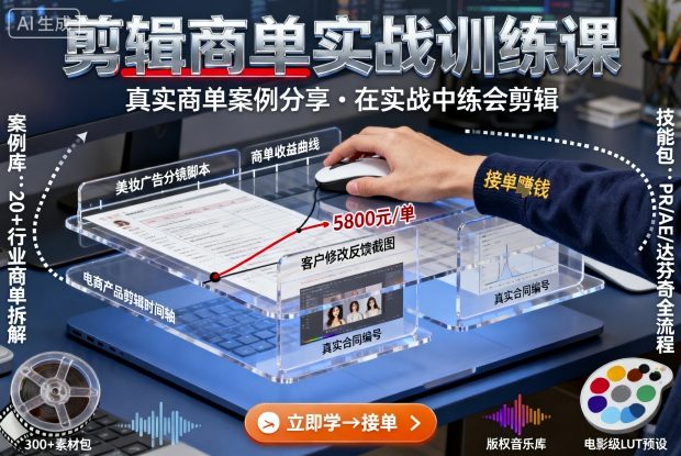 剪辑商单实战训练课,真实商单案例分享,在实战中练会剪辑-资源宝库