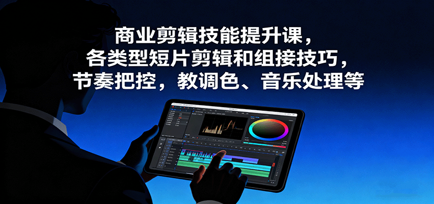 商业剪辑技能提升课，各类型短片剪辑和组接技巧，节奏把控，教调色、音乐处理等-资源宝库