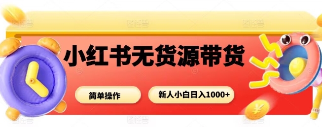小红书无货源带货项目，简单无脑，新人小白日入多张-资源宝库