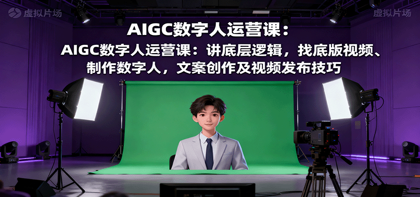 AIGC数字人运营课：讲底层逻辑，找底版视频、制作数字人，文案创作及视频发布技巧-资源宝库