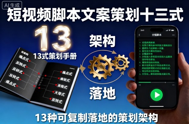短视频脚本文案策划十三式,13种可复制落地的策划架构-资源宝库