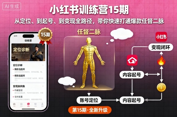小红书训练营15期,从定位、到起号、到变现全路径,带你快速打通爆款任督二脉-资源宝库