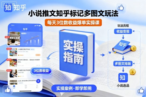 小说推文知乎标记多图文玩法，每天3位数收益爆单实操课-资源宝库