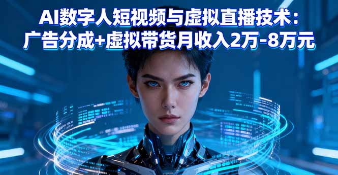 AI数字人短视频与虚拟直播技术：广告分成+虚拟带货月收入2万-8万元-资源宝库