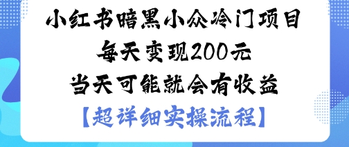 小红书暗黑小众冷门项目每天变现2张当天可能就会有收益-资源宝库