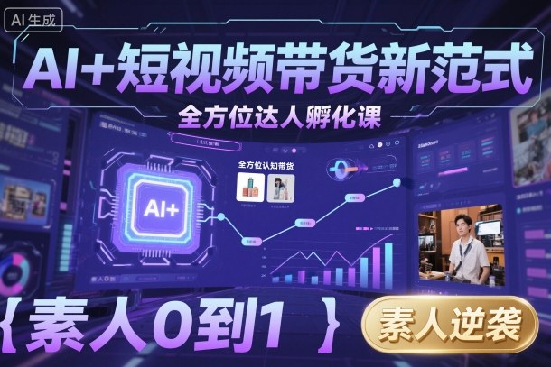 AI+短视频带货新范式全方位达人孵化课，素人也可以从0到1，全方位认知短视频带货-资源宝库