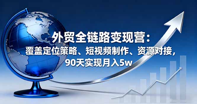 外贸全链路变现营:覆盖定位策略、短视频制作、资源对接,90天实现月入5w-资源宝库