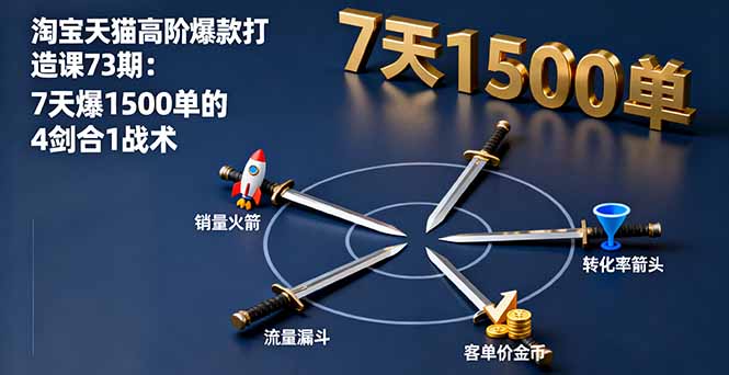淘宝天猫高阶爆款打造课73期：7天爆1500单的4剑合1战术-资源宝库